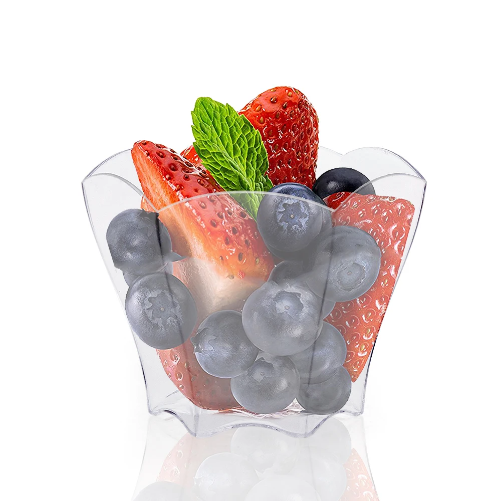 Europe-Pack 70ml 2.5OZ  flower shape mini disposable clear plastic dessert cup