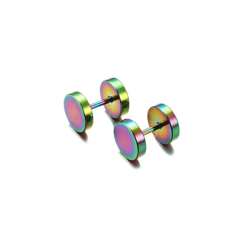 SC Hot Hip Hop Colorful  Stainless Steel Stud Earrings INS Sports Dumbbell Stud Earrings for Men Women