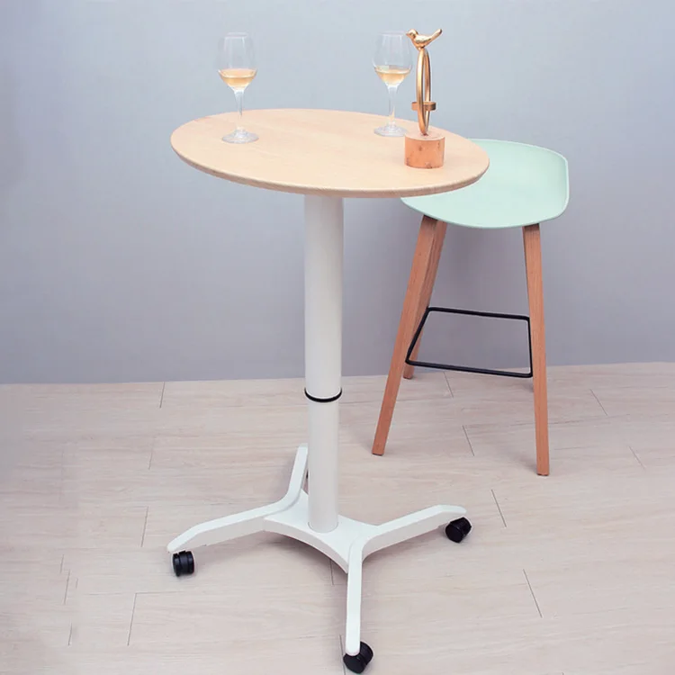 High-end modern design pneumatic lifting oval computer desk standing type with pulley bedroom laptop desk