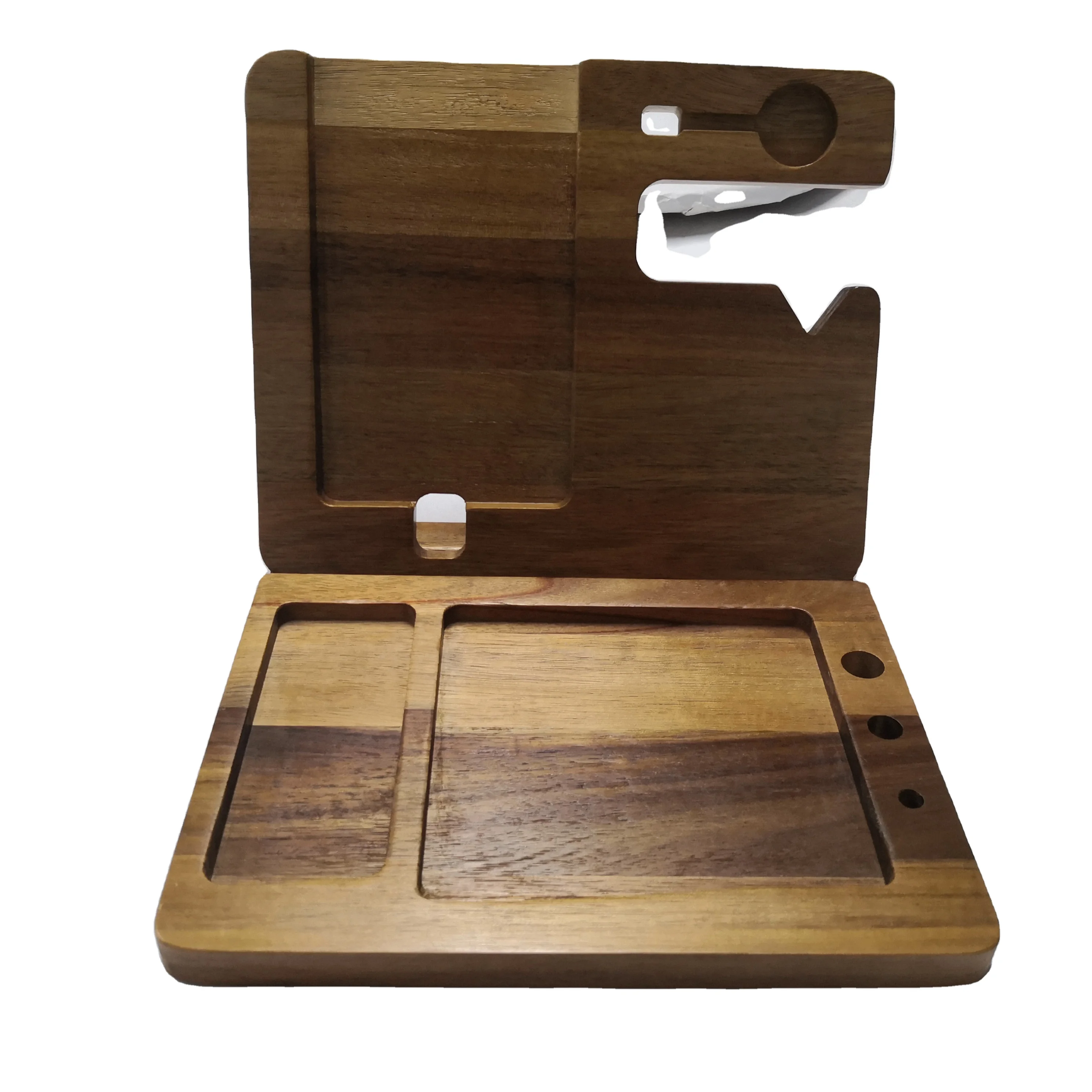 Nature Wood Phone Docking Station, Key Holder, Wallet Watch Organizer Stand