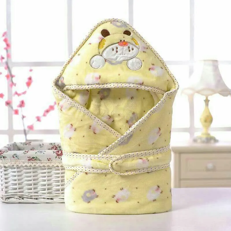 
winter Newborn Infant Baby Kids Soft Flannel animal baby bath hooded blanket 