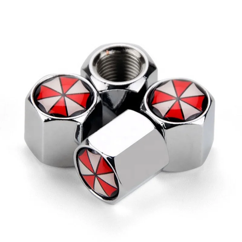 Chrome Tire Valve Stem Caps Silver With Custom Logo Universal Car Tire Air Valve Covers With O-Ring Rubber Seal, Hexagon Design