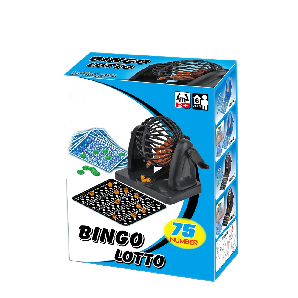 Classic Mini Bingo Lotto Machine Cage Game Set  with Balls, Tumbler, Tray, and Cards Perfect for Both Kids and Adults