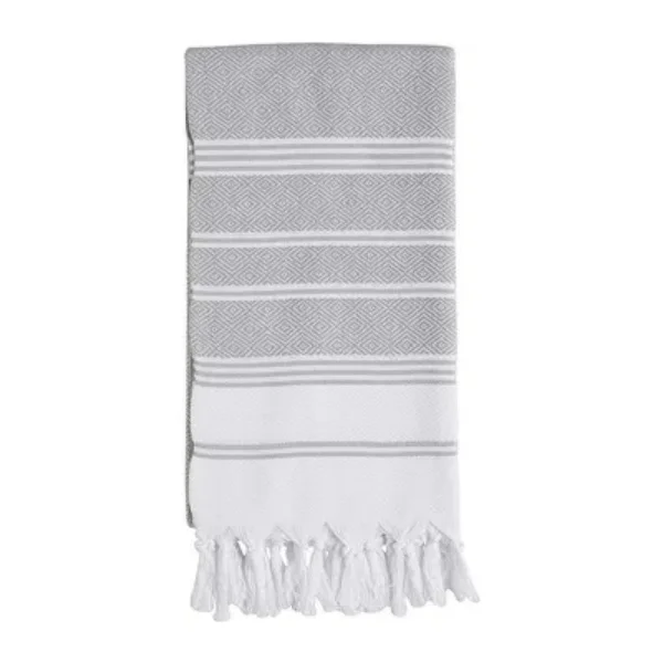 Wholesale custom Light gray rhomboid stripe 100%cotton beach towels,send free and breathable Turkish towels