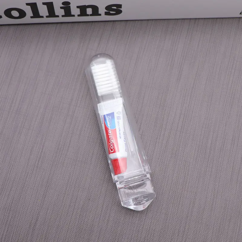 Foldable Travel Size Toothbrush with Toothpaste inside soft nylon bristle toothbrush