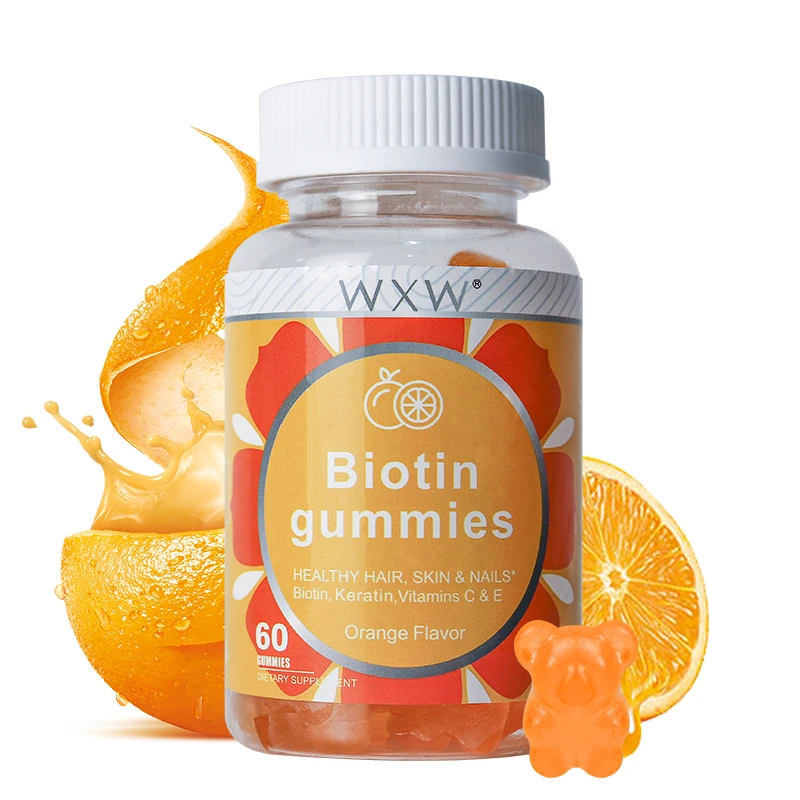WXW Hot Sale Biotin Gummies For Skin Pectin Biotin Gummies Support Hair & Nails Health In Stock