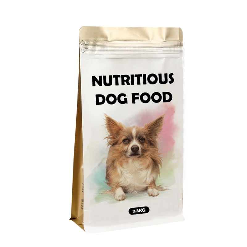 Customized pet dog food cat food composite with zipper eight-side seal food packaging bag