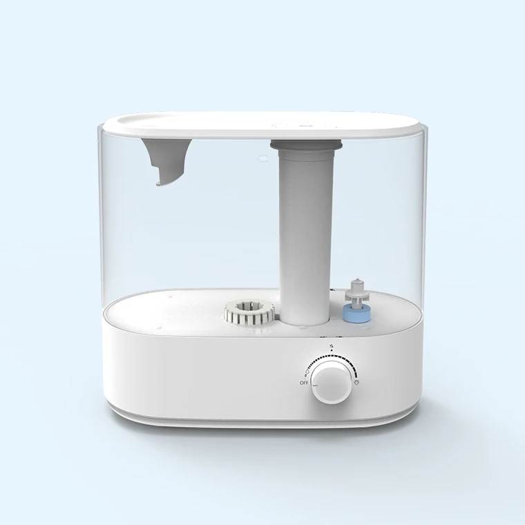 Прозрачный резервуар для воды cool mist, серебристый ионный фильтр, поднос для эфирного масла, двойная насадка, верхняя заливка, дизайн, ручка управления увлажнителем