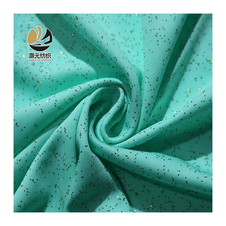 Shiny Sequin Flash Colorful Knitting Green Tulle Fabric For Women Garments