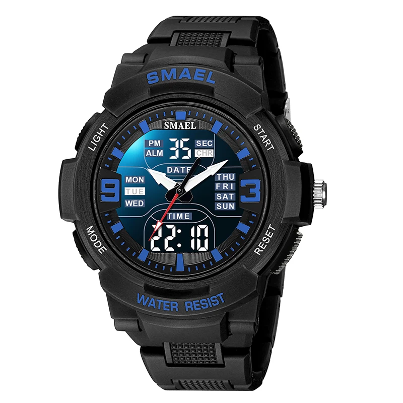 SMAEL 1912 Dual Time Digital Watch for Men Fashion Sport Watches Waterproof Chronograph Electronic Wristwatch Auto Date Alarm