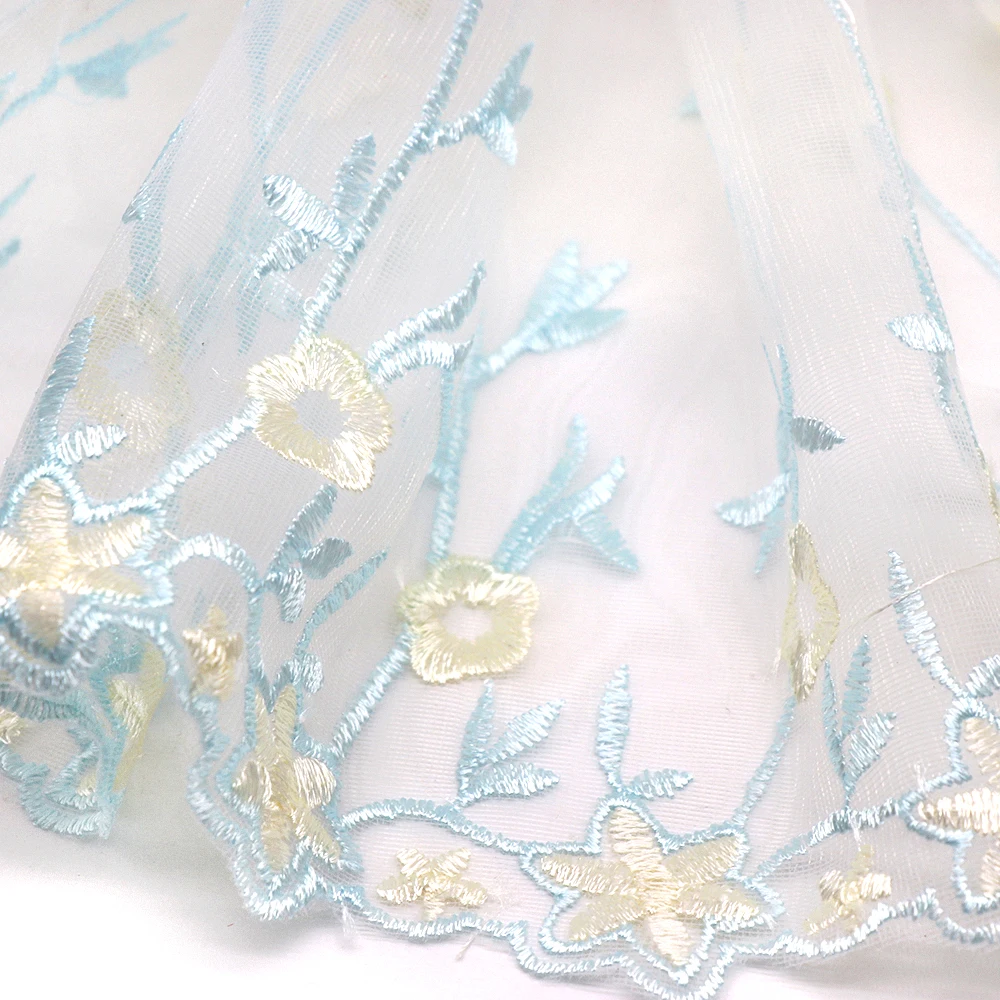Leaf Design 33CM Width Embroidery Flower Dress Decorative Polyester Fabric Lace Trim