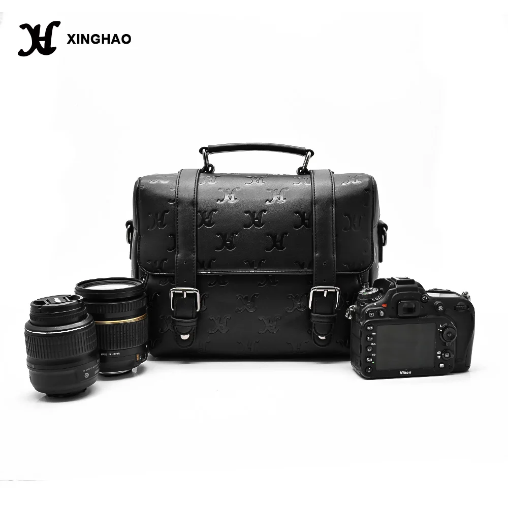 Custom Make Vegan Leather Camera Bag DSLR Messenger Shoulder Case For Cameraman