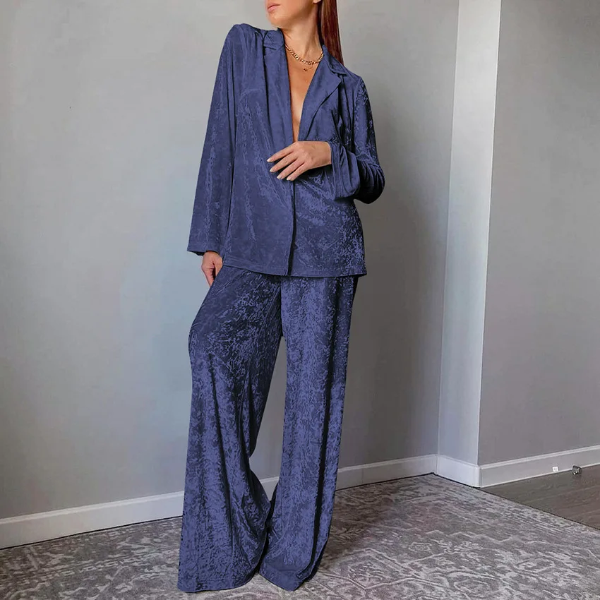 New arrivals women  two piece warm pajamas thick velvet loungewear winter fuzzy pyjamas set