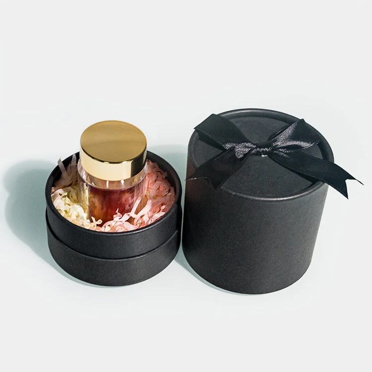 Модная Подарочная коробка черного цвета, роскошная черная круглая подарочная коробка, одноразовая лента, черная Подарочная бумажная трубка