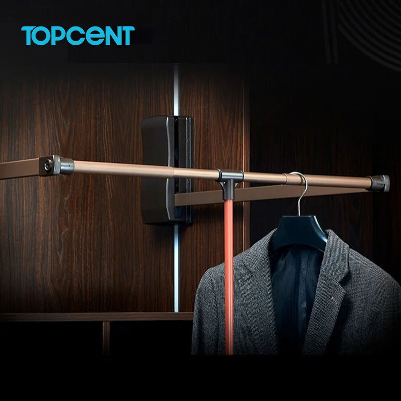 Topcent Modern Adjustable Soft-Closing Wardrobe Lift Rail Clothes Hanger for Bedroom Furniture Home Use