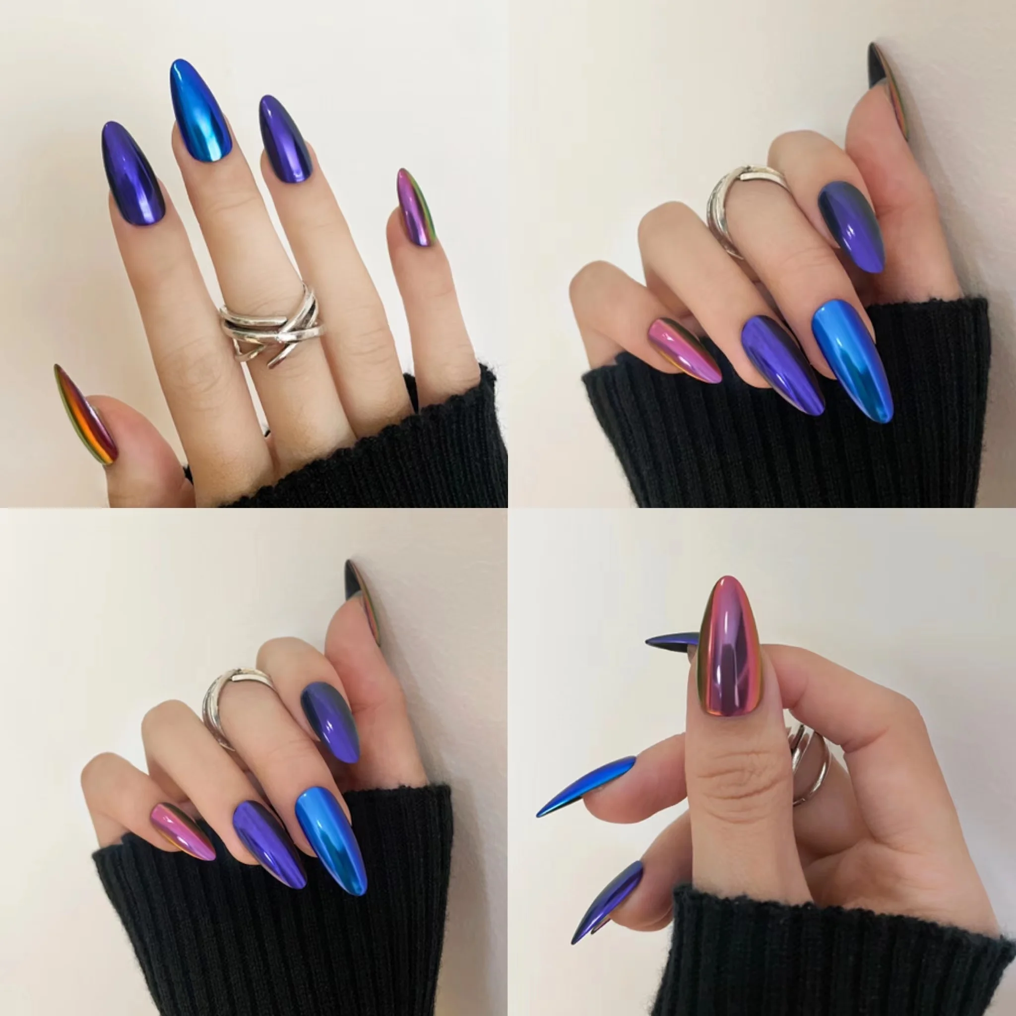 Menghe New Arrivals 5ml Aurora Mirror Powder Metallic Mirror Nail Polish No Dust Magic Liquid Chrome Nails