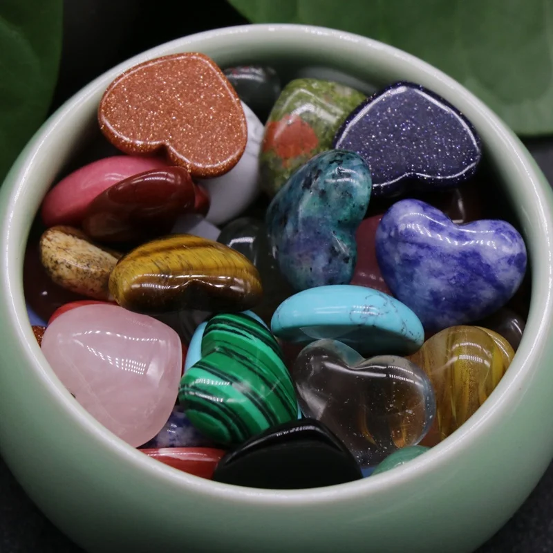 natual Agate crystal gemstone 18mm Heart cabochon  flat bottom bead for DIY sticky diamond jewelry material