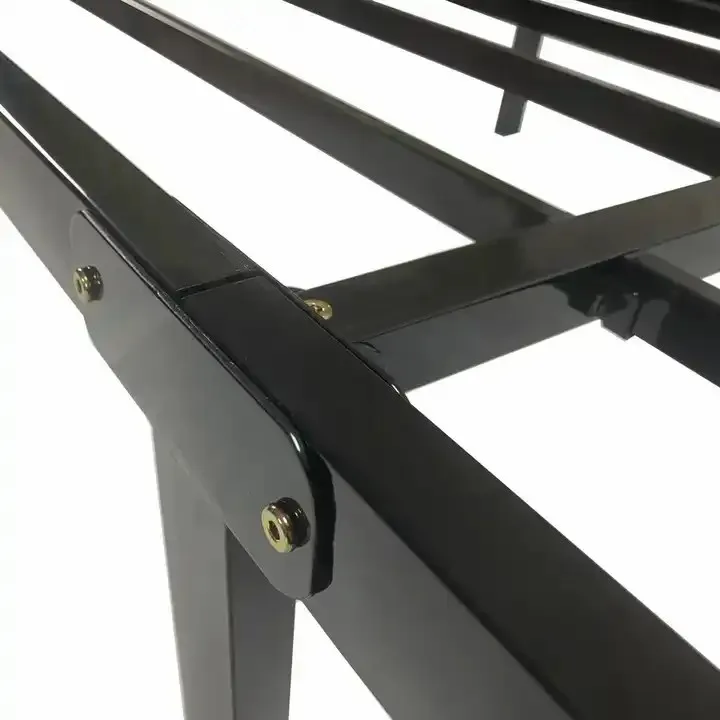 Simple Modern Style Metal Small Double Queen Size Low Height Iron Wrought Wood Slats Bed