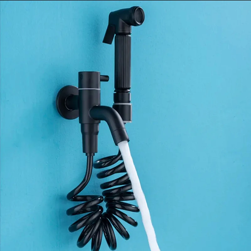 New Design Multifunctional Washing Machine Faucet Wall Mount Dual Handles Two Water Bibcock Taps With Spry Gun Set
