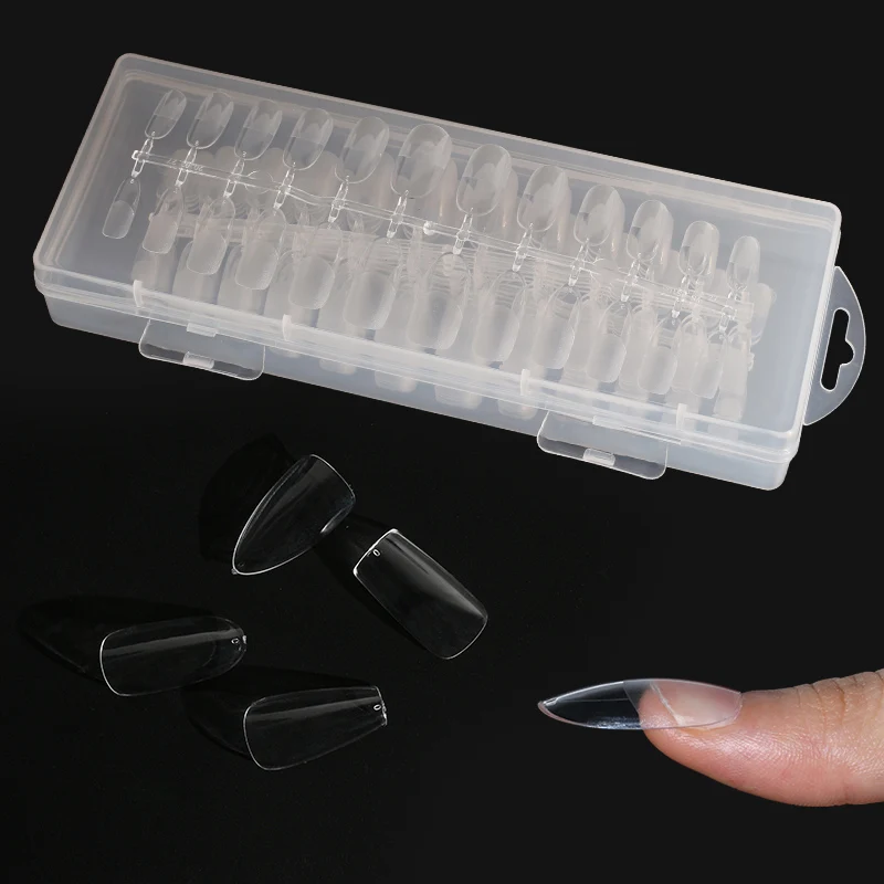 Home DIY nail salon extra short almond nail tips full cover press on round square nail tips