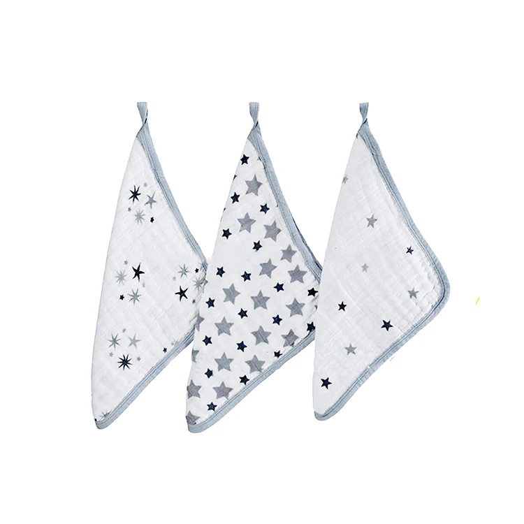 Платок 100% хлопок печатных пользовательских длинным рукавом Детский носовой платок напечатанный муслин baby face постирайте одежду органических