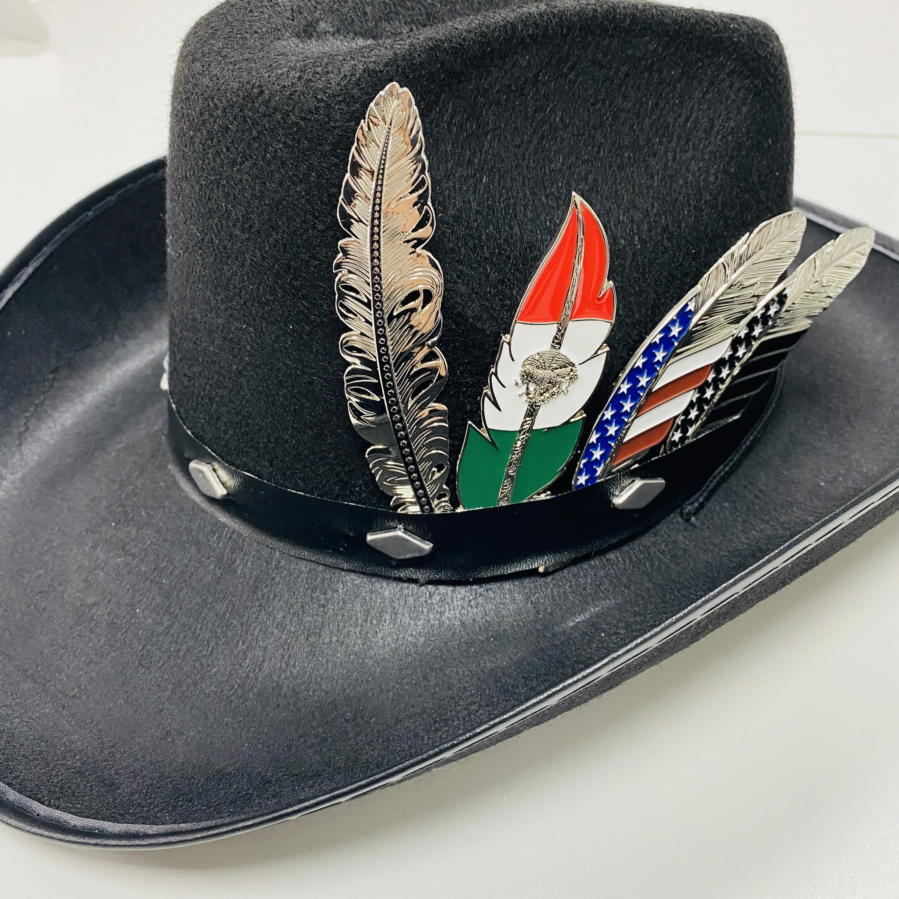 custom national flag pins badges Soft Enamel Hard Enamel USA Mexico Classic Flag metal Hat Feather