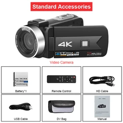 Vlog 4K 16X Zoom Video Camera Professional Recording Camcorder Camera For Videos