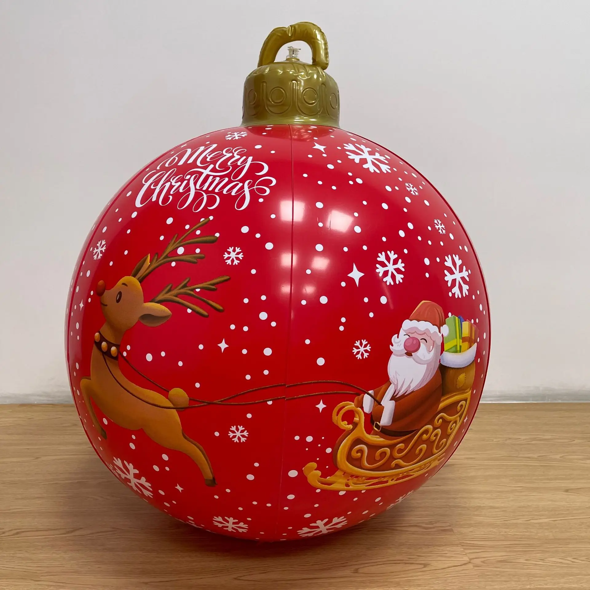 60CM Outdoor Christmas Inflatable Decorated Ball PVC Big Large Balls Xmas Tree Decorations Toy Ball Remote Light Christmas Gift