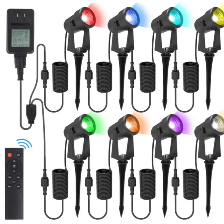 LED Garden Spotlight RGB Color Changing Dimmable BLE 2.4G Wireless Remote App Timer Group Control Outdoor LED Landscape Lighting