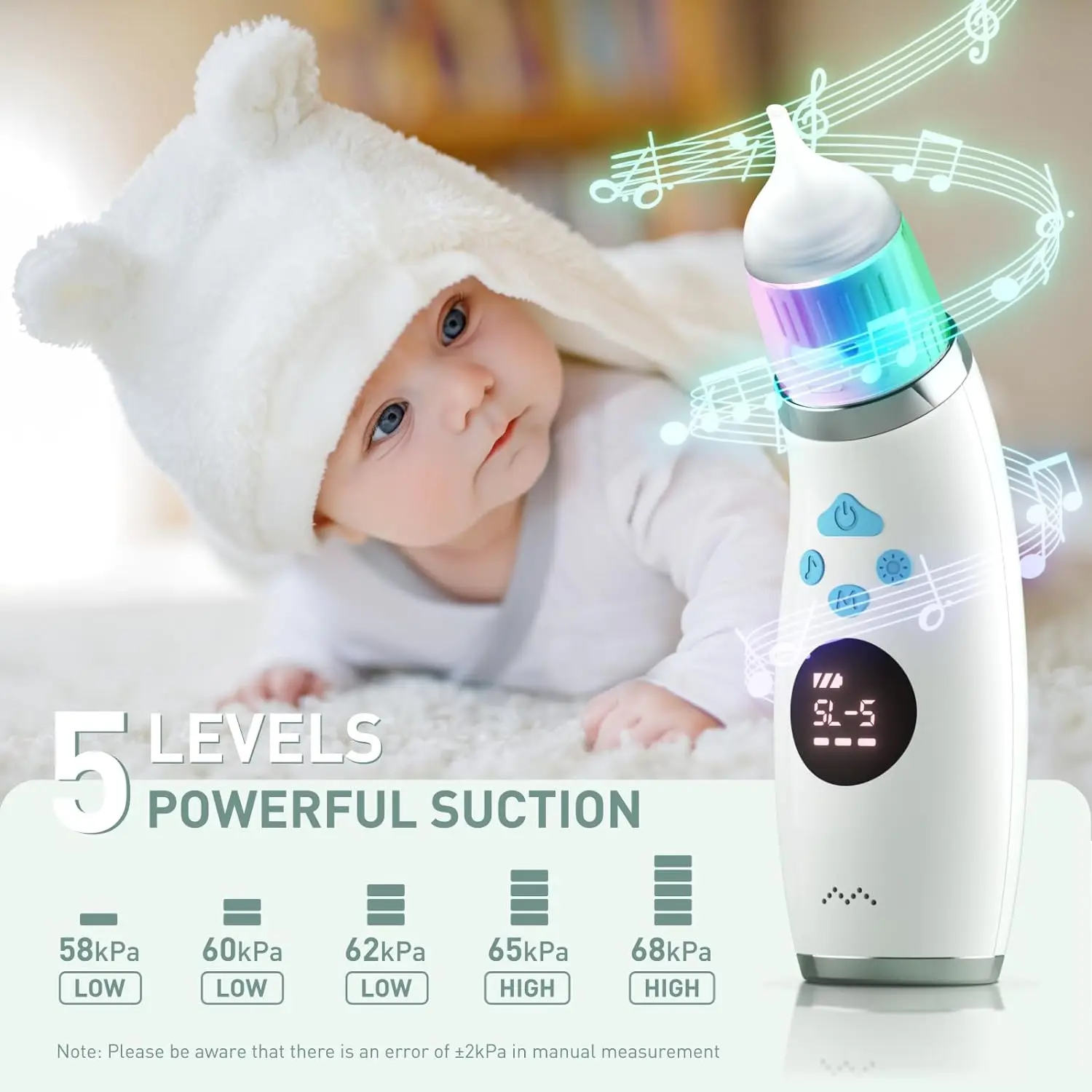 Food Grade Silicone Baby Nose Cleaner Sucker Electric Baby Nasal Aspirator With Music