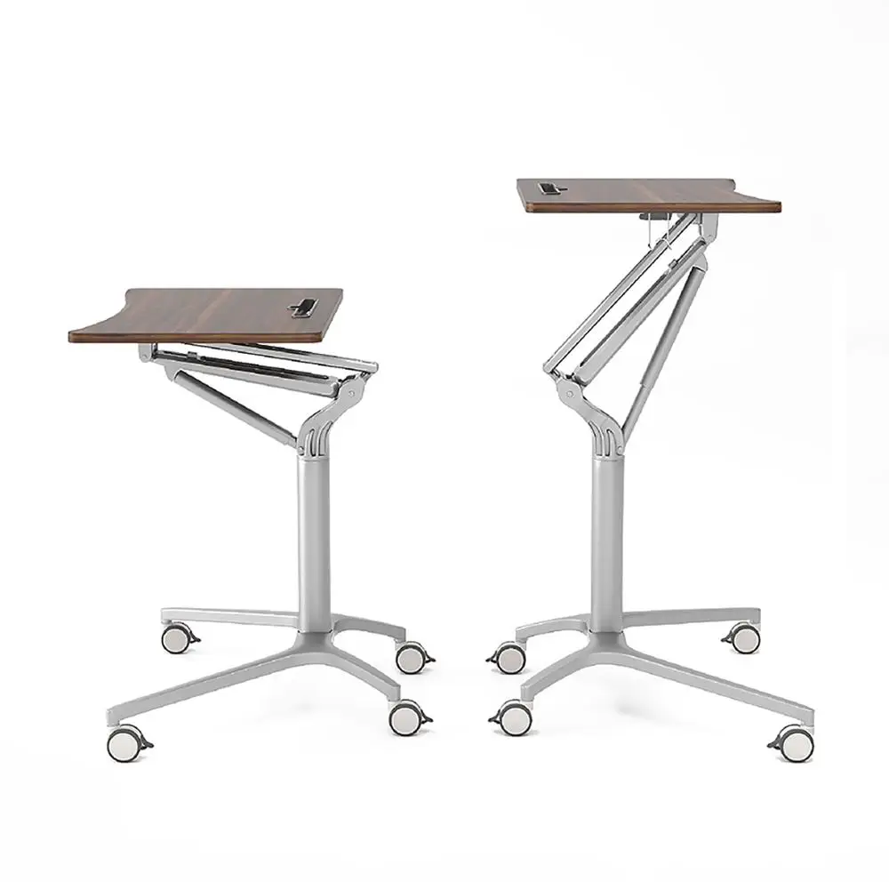 
Swivel Moving Small Foldable Desk for Bed Aluminum Wheels Adjustable Laptop Table 