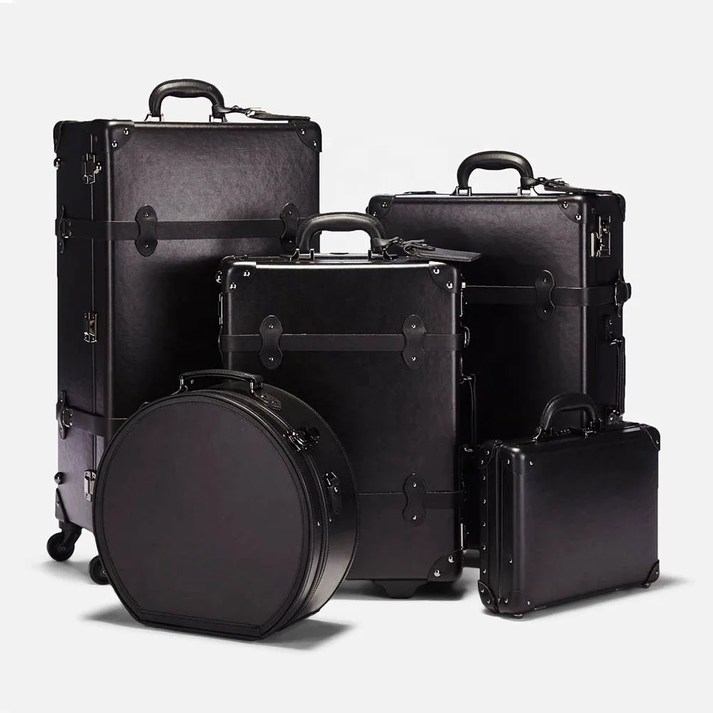 2021 hot sale black mens leather hat box for suitcase