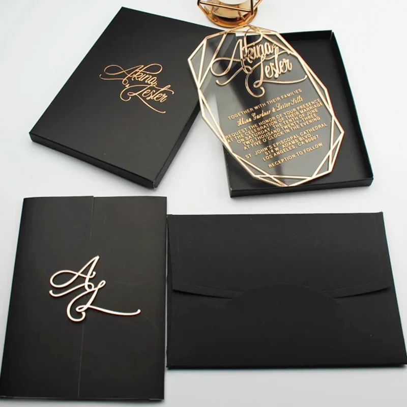 Новейшие модели Индивидуальные акриловые Бархатные свадебные пригласительные открытки Грандиозное свадебное торжество С юбилеем Свадебные приглашения