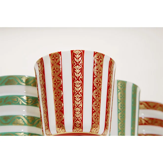 Gold Patterns Stripe Kutani Porcelain Multiple Usages Cold Drinking Cups For Foods