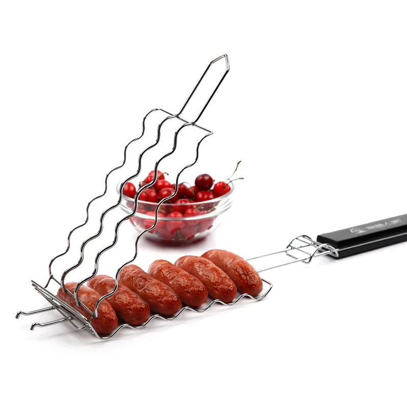 BQT006 High Quality Stainless Steel Grill Basket Sausage Grilling Rack for BBQ
