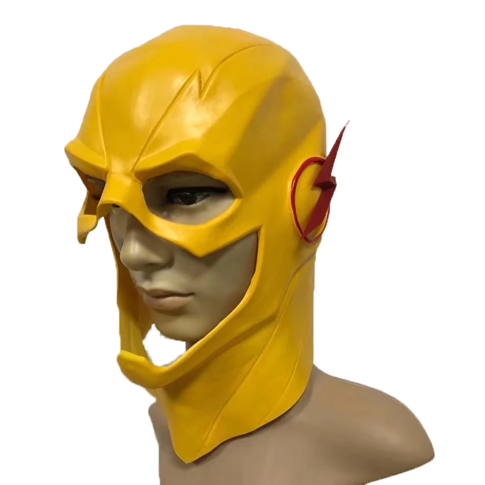 
Molezu Marvel Cinematic Universe Mask Fancy Dress Up Halloween Party Cosplay Latex The Flash Yellow Hero Full Head Mask 