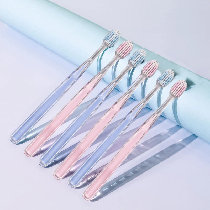 OEM Color Crystal Handle Tapered PBT Bristles Tooth Brush Adult Toothbrush