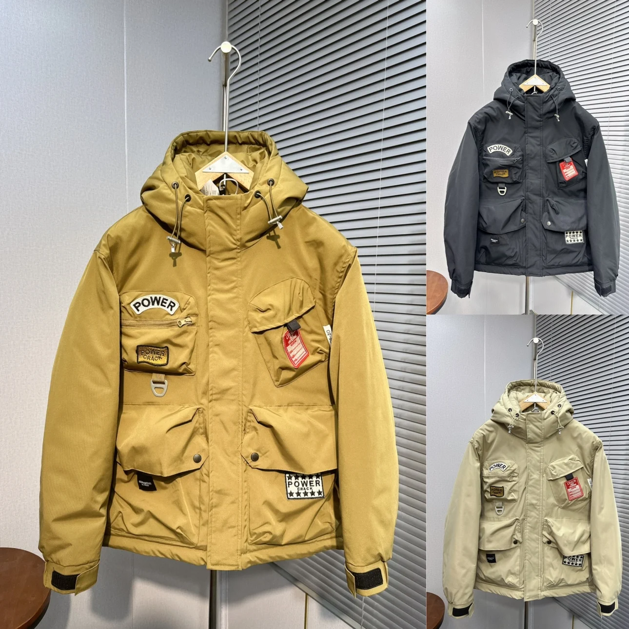 High quality face mask multi-pocket black lightweight custom logo bubble winter goose down coat puffer jacket for men