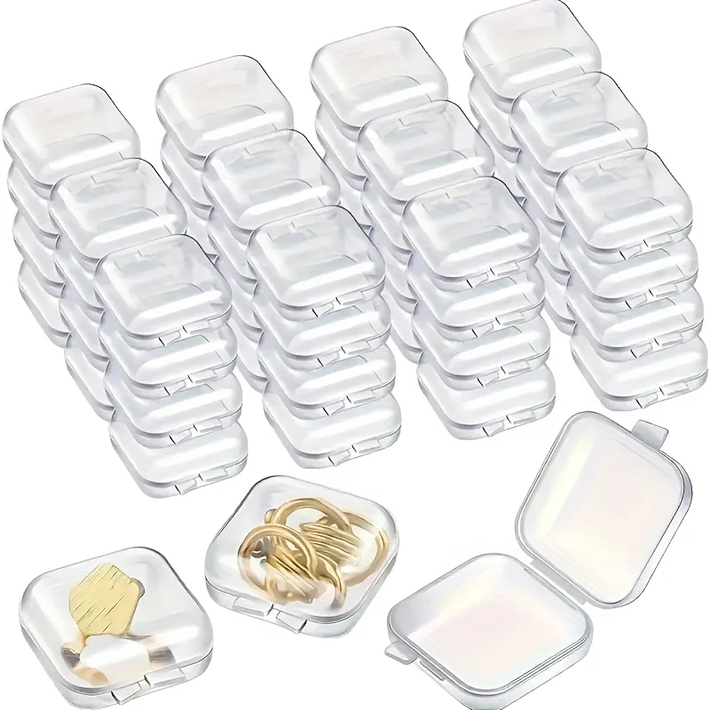 Wholesale Small Square Clear Plastic Storage Boxes Lid Multifunctional Jewelry Box Bead Storage Waterproof Necklace