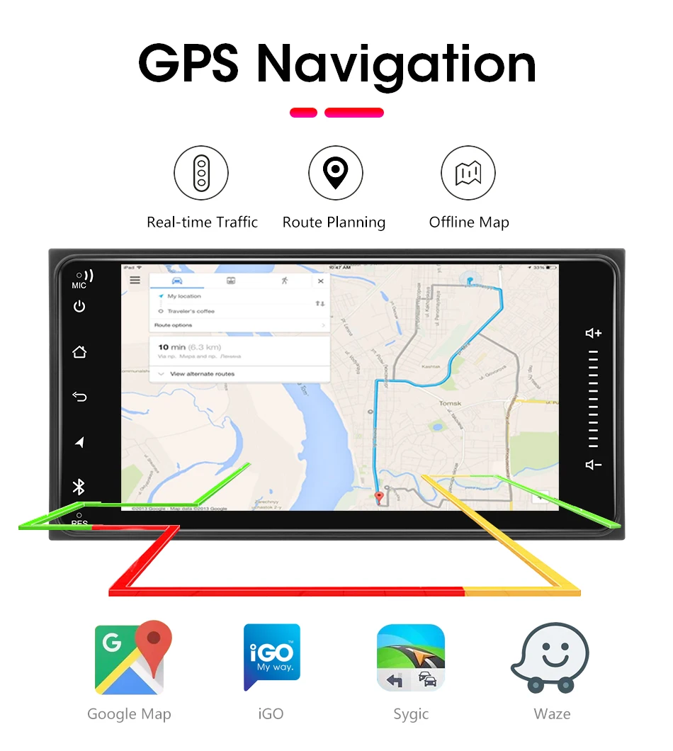 Double din 7inch android multimedia car dvd player gps navigation for toyota universal radio stereo
