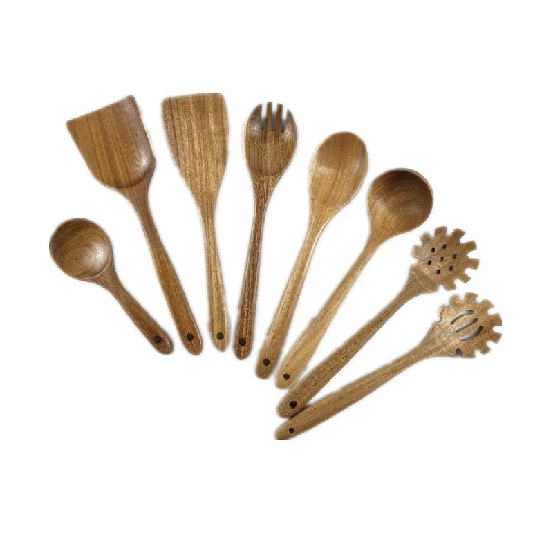 Kitchen Utensils Set  Wooden Cooking Utensil Set Non-stick Pan Kitchen Tool Wooden Cooking Spoons and Spatulas Wooden Spoons