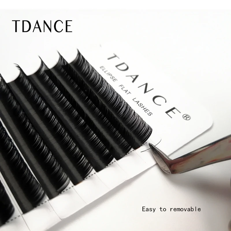 Russian Volume Eyelash Extension Cashmere Double Tips Ellipse Flat Lashes Silk Flat Lashes Extension Promades