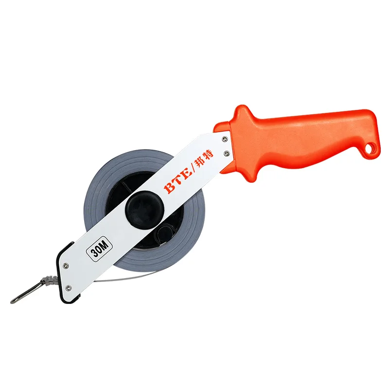 BTE Factory Anti-idling Folding Handle 20m /30m /50m Long Stainless Steel Tape Measure Custom Logo Tape Measure