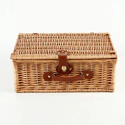 Customized Family Camping Hamper Wicker Picnic Basket with Lid