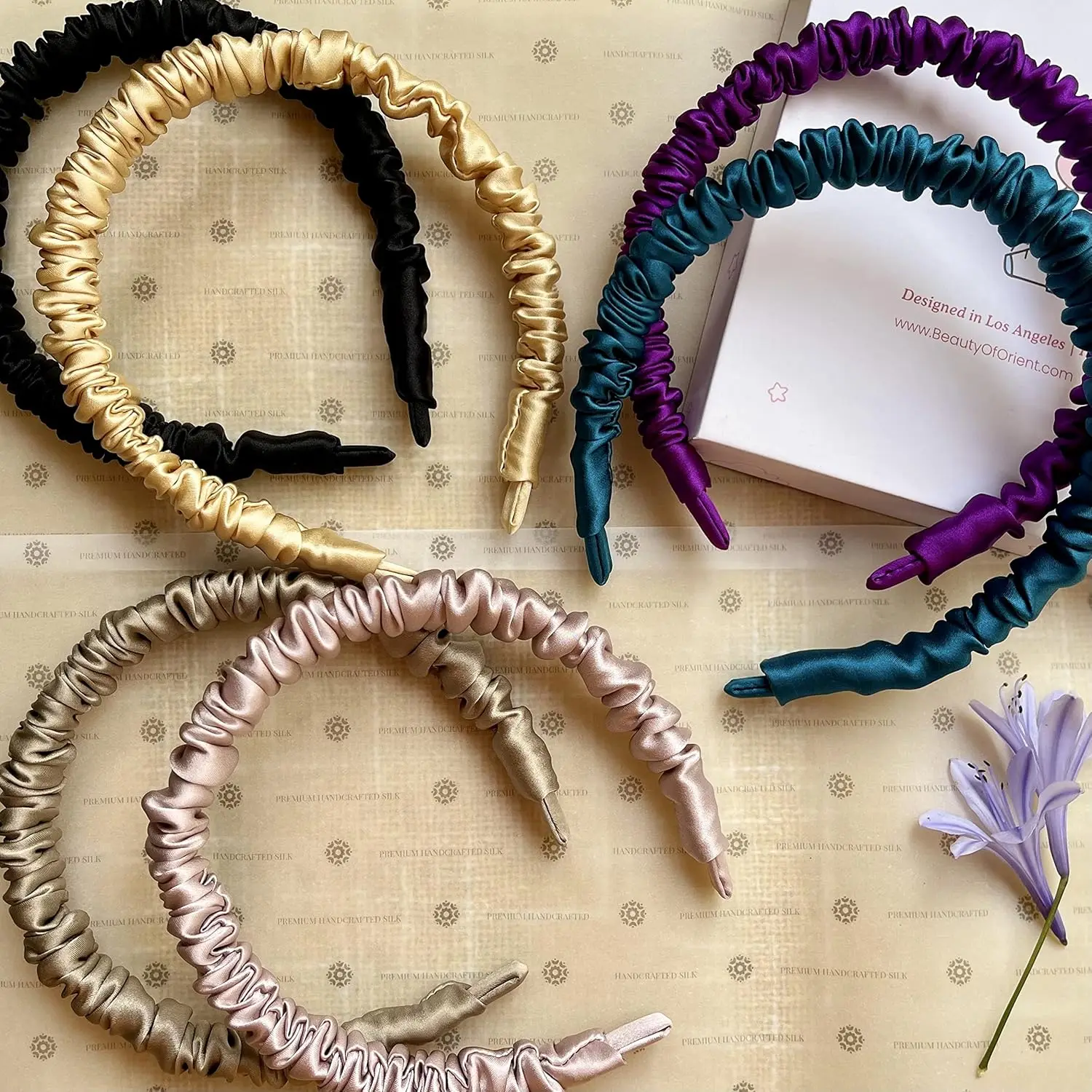 Custom Logo and Package Premium Mulberrry Silk Headbands for Women and Girls Women Hair Accessories Head Tie Wrap Knot Hair Band