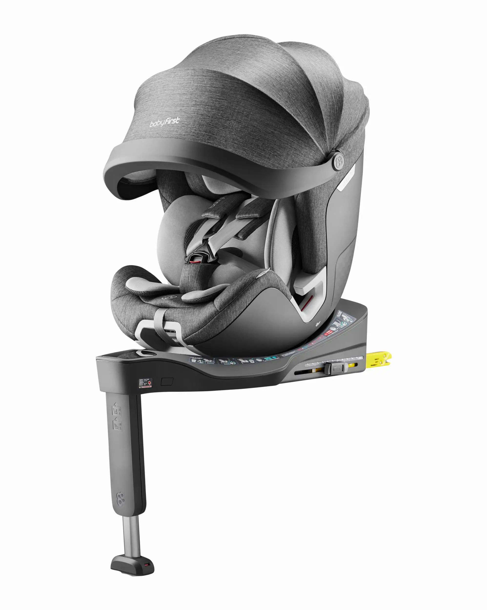 I-size 40-105CM Stone Grey WITH ISOFIX&SUPPORT LEG BABY CAR SEATS R153B