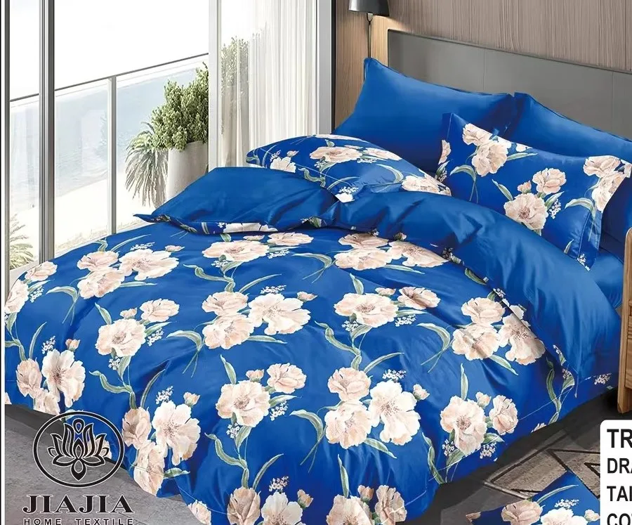 Wholesale JiaJia 6 pieces bedding sheets King size 100% cotton sheet set 3 Places Sheet Sets Drap Taie set AB design