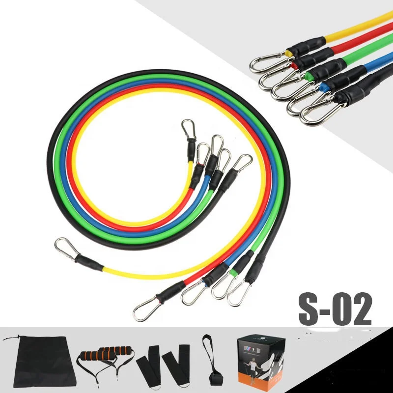  Custom logo 100lbs Latex 11 pcs resistance tube fitness with Enough Stock Resistance Rope Set Bands