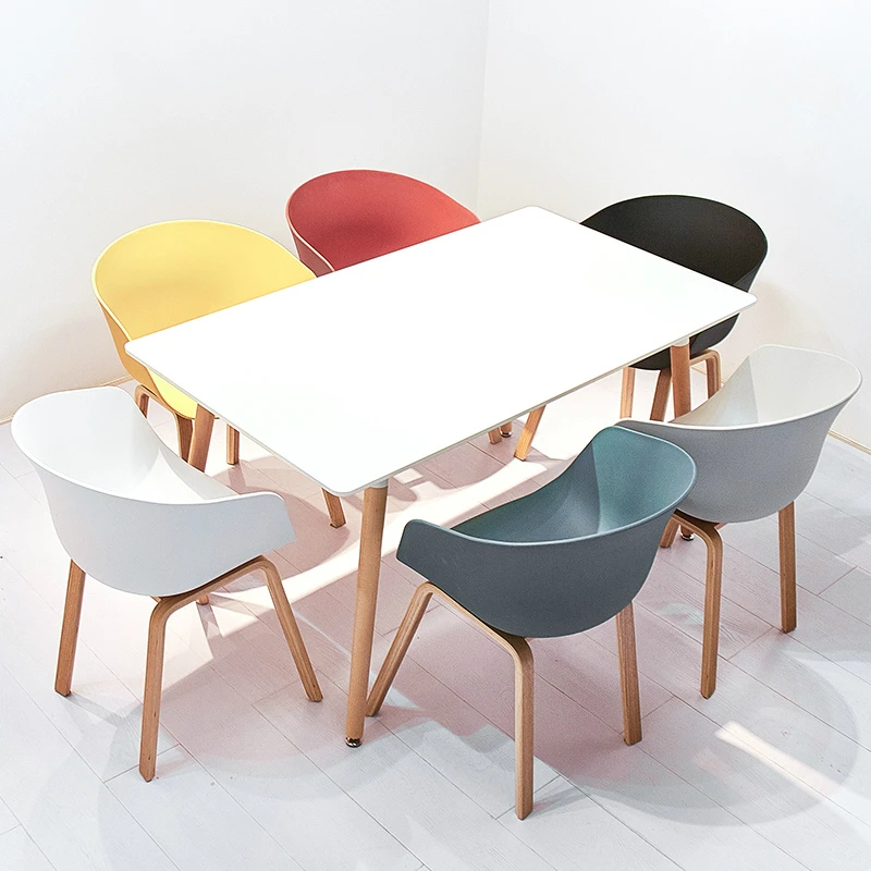  Мебель для ресторана современный обеденный набор из МДФ стол белого массива дерева