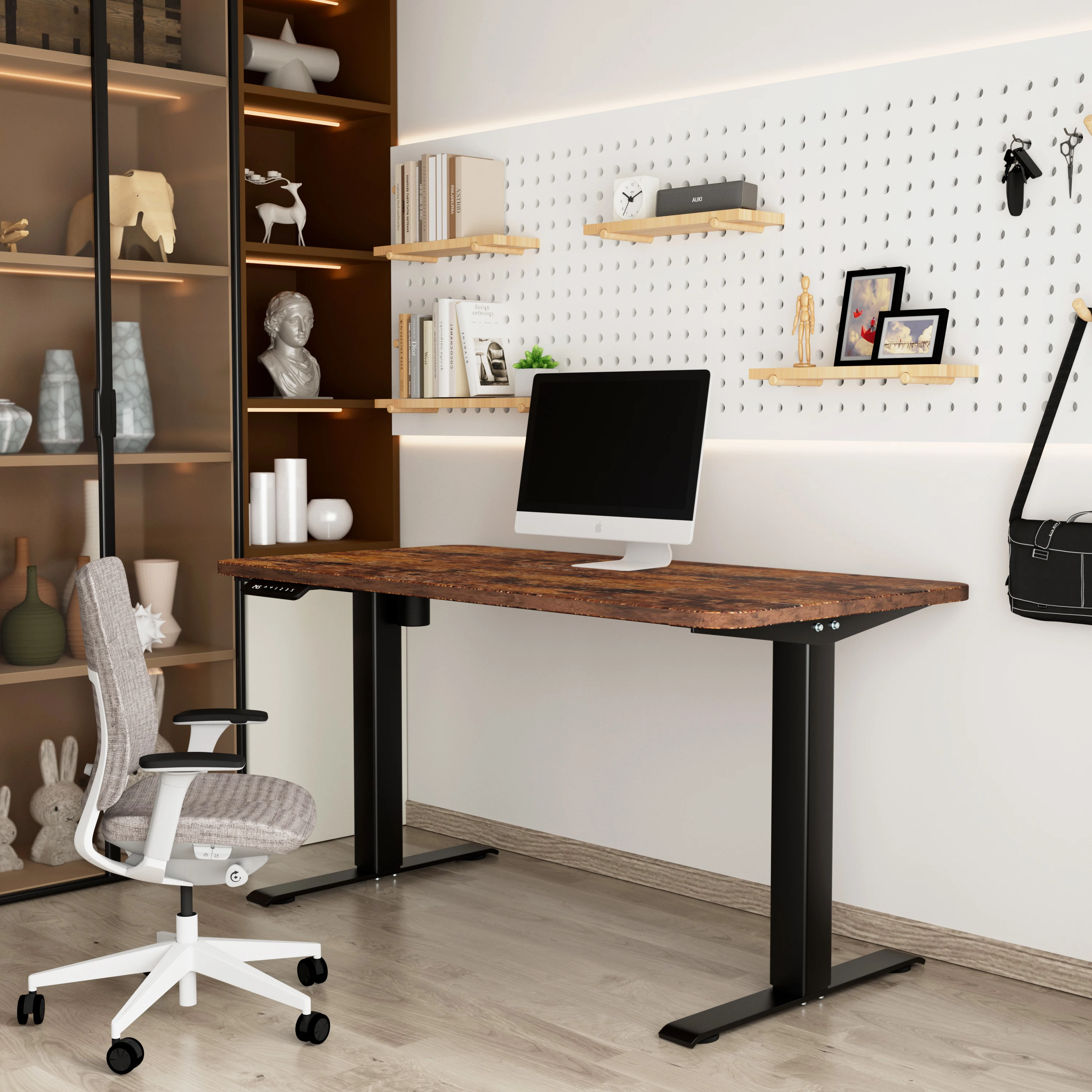 AUKI Electric Standing Desk With Wooden Color Tabletop 120*60 CM Office Standing Desk electric Smart Electric Standing Desk